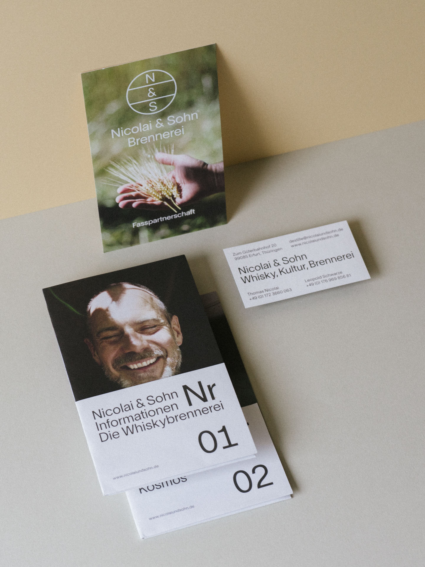 Nicolai & Sohn, Visitenkarte, Broschüre, Flyer, Portrait, Whisky